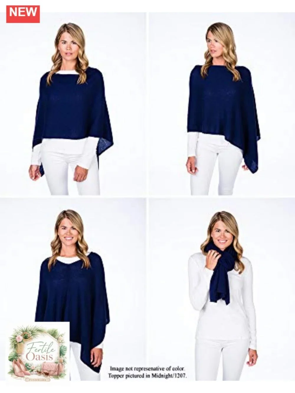 100% Cashmere Poncho Wrap Dress Topper Shawl